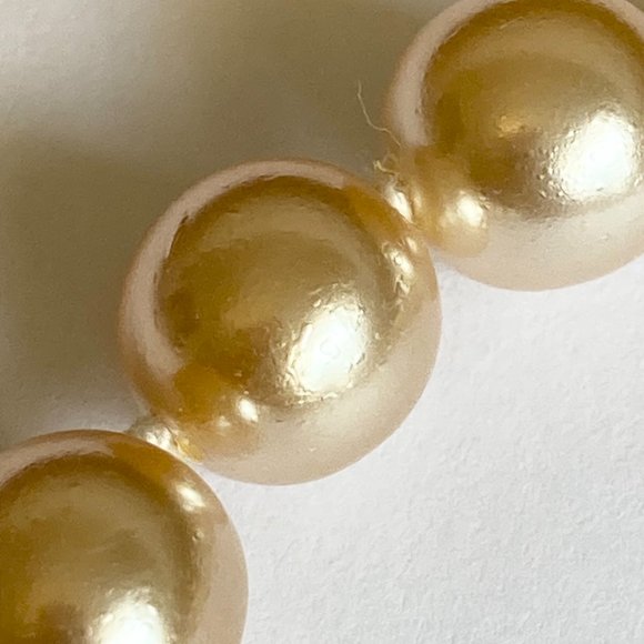 Vintage Cream Glass Pearl Necklace 16" 6mm Hand Knotted Choker Length - Picture 5 of 11